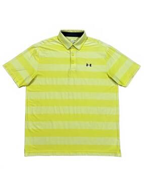 Under Armour Mens Yellow Striped Polo Shirt Size Large